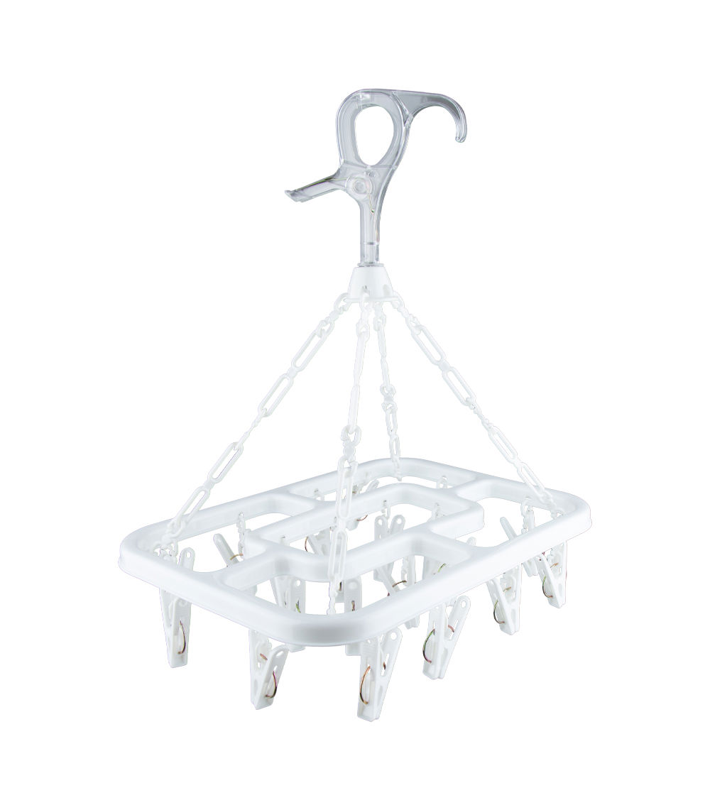 Polycarbonate Hook Square Hanger, White (20 Clothespins)