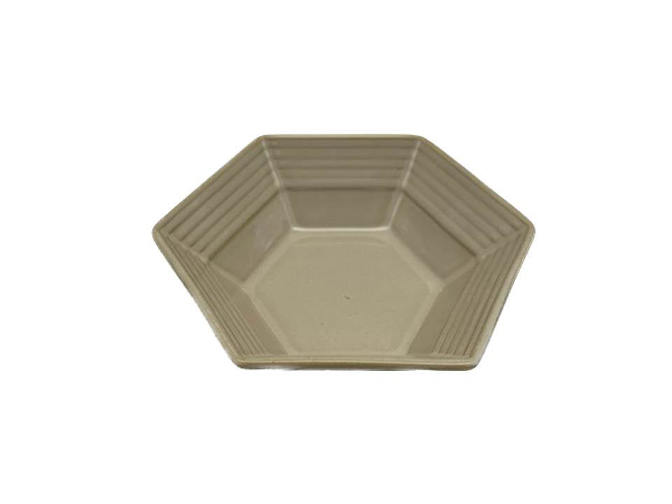 Hexagon-Shaped Bowl, Ivory & Brown