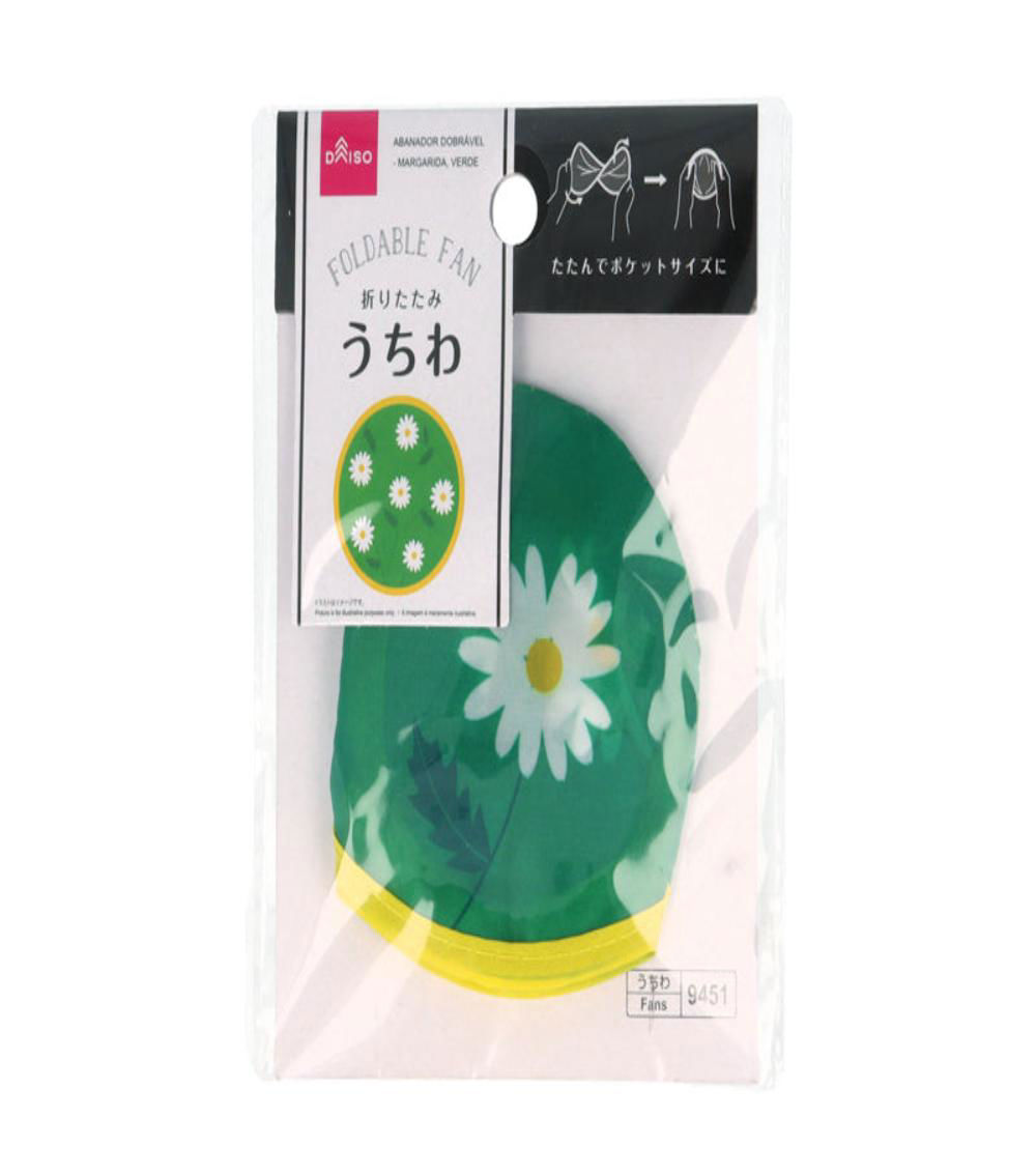 Marguerite Daisy Foldable Fan, Green
