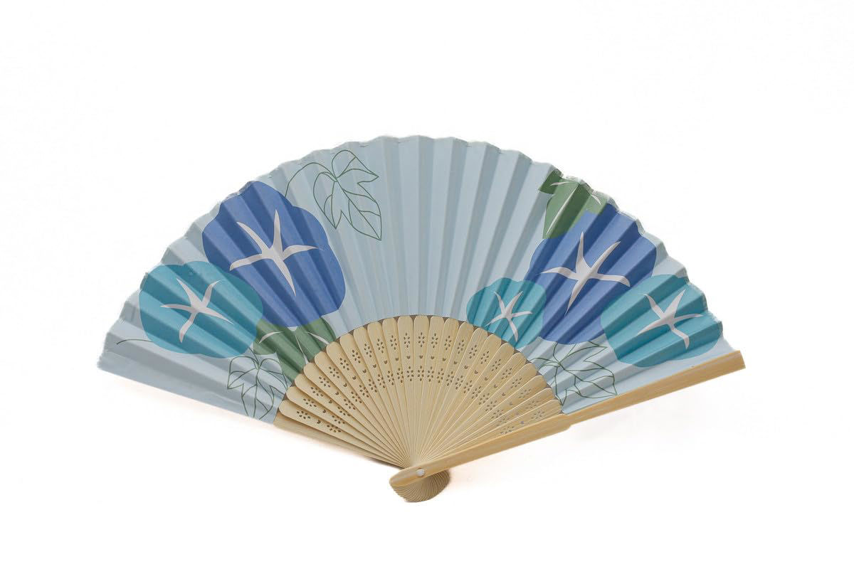 Paper Folding Fan (21 cm, Morning Glory Design)