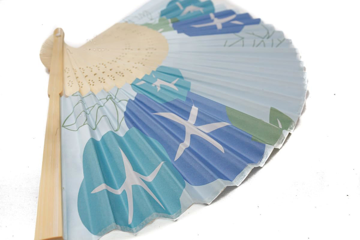 Paper Folding Fan (21 cm, Morning Glory Design)