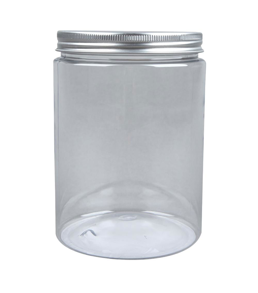 Container with Aluminum Lid, Clear & Silver (1L)