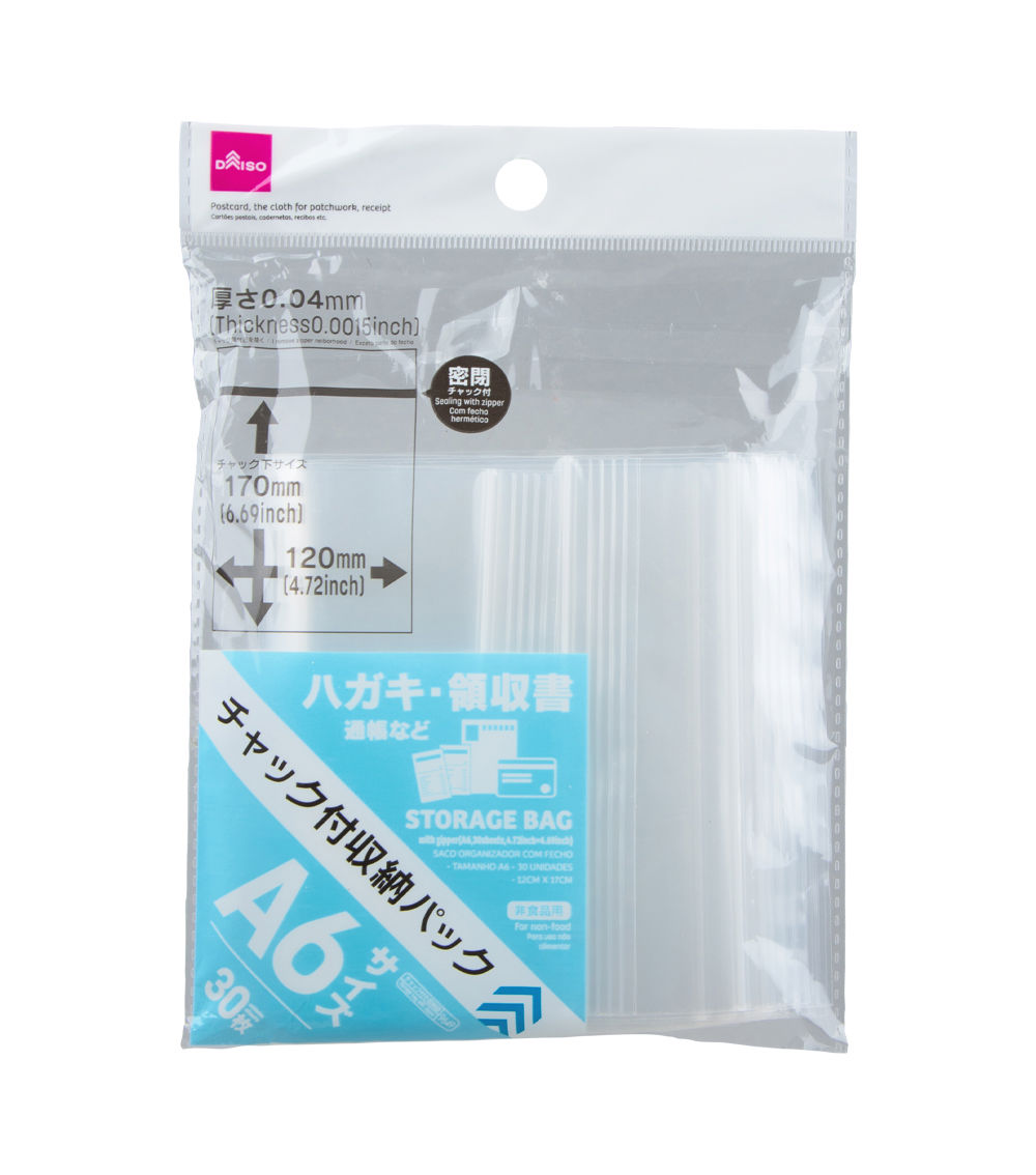 Storage Bag with Zipper – A6, 30 Sheets (4.72 x 6.69inc)