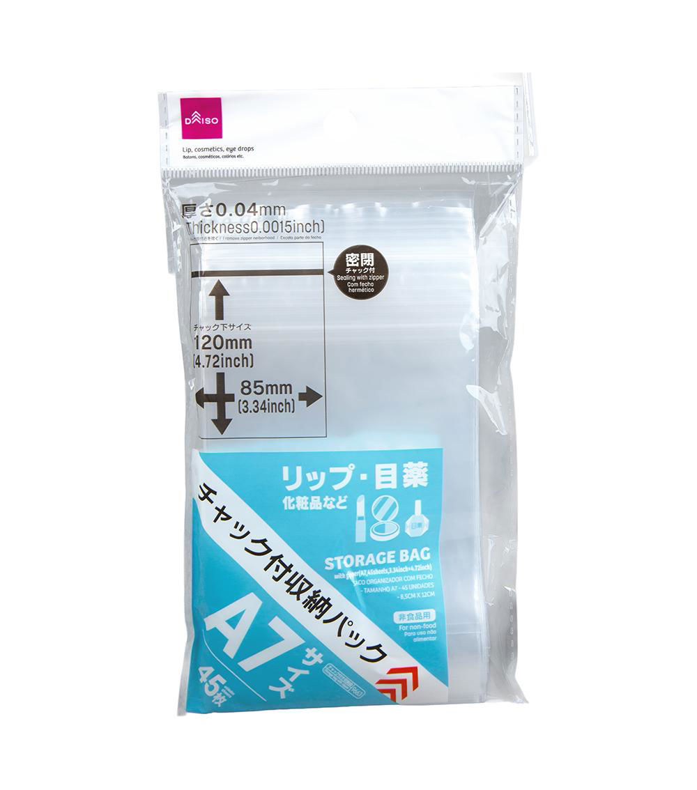 A7 Storage Bags with Zipper, Clear (45 Sheets) - 8.5cmx12cm