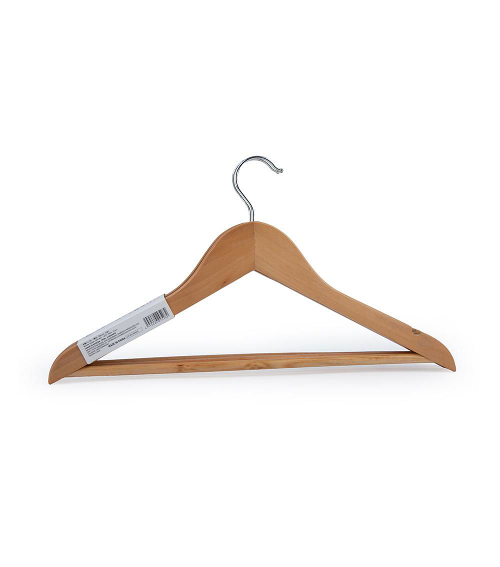 Wooden Hanger With Rod, Light Brown (3 pcs) - 39cm