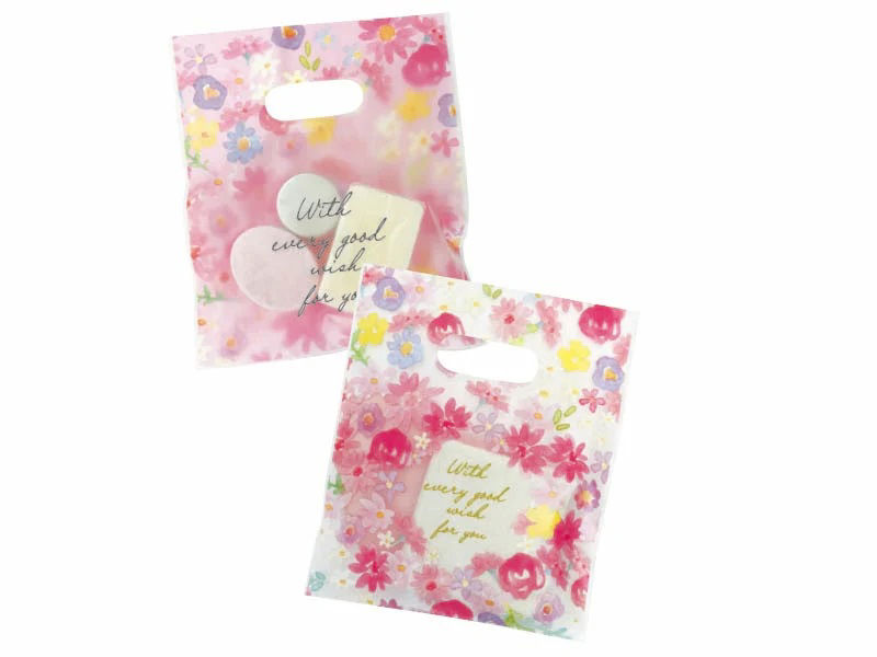 10-Piece Flower Frosted Plastic Handle Bags