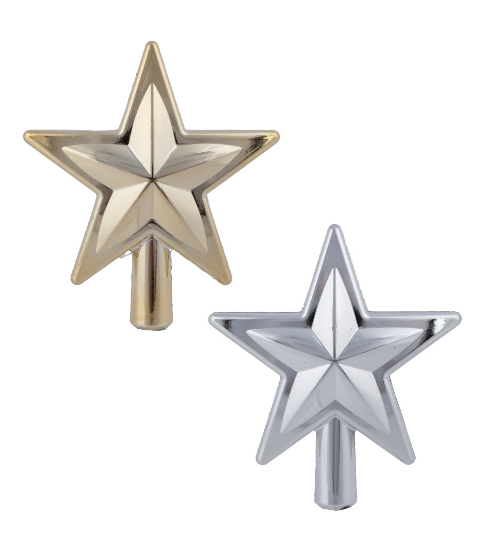Sparkling Christmas Tree Top Ornament, Star – Assorted (1pc)