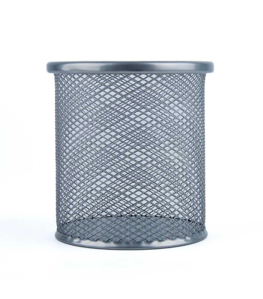 Round Wire Mesh Pen Holder, Silver