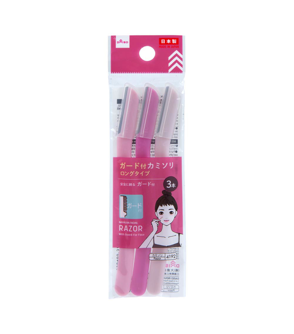 Facial Razor with Guard, Pink (3 pcs)