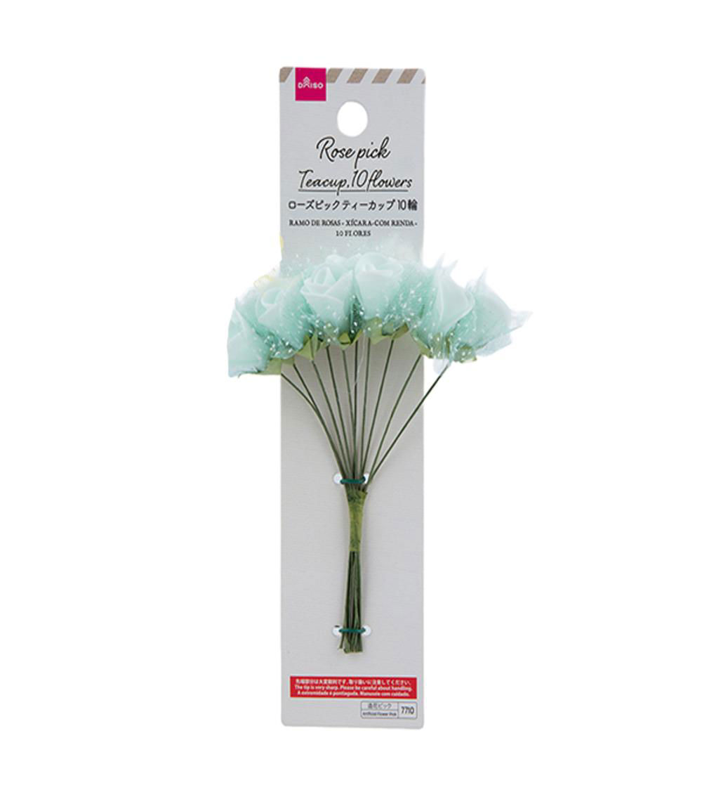 10 Floral Rose Picks in Lace Teacup - Assorted (1 pc)