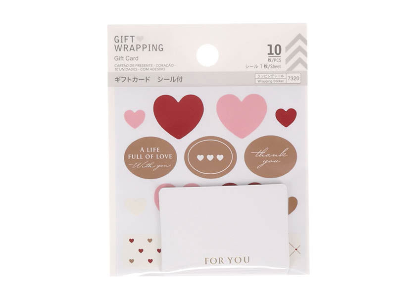 Gift Cards with Heart Stickers, Multicolor (10 pcs)