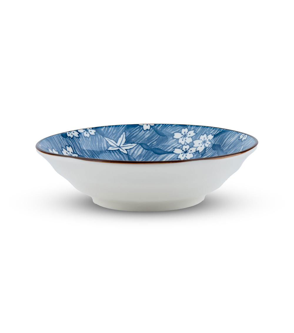 New Born Cherry Blossom Shallow Bowl, Dark Blue