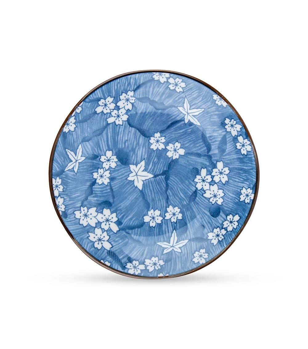 New Born Cherry Blossom Plate, Dark Blue (16.3cm x 2.7cm)