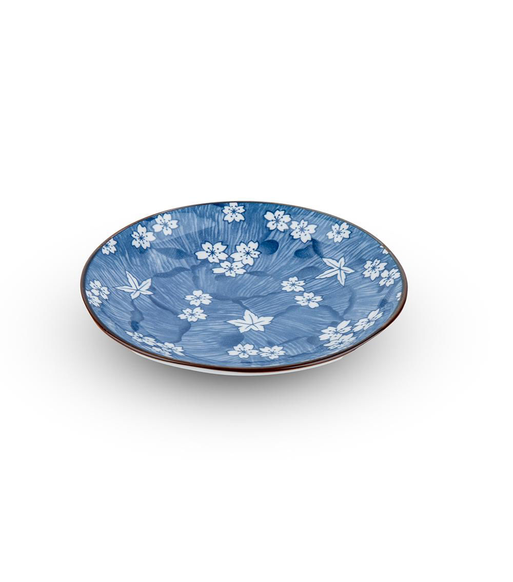 New Born Cherry Blossom Plate, Dark Blue (16.3cm x 2.7cm)