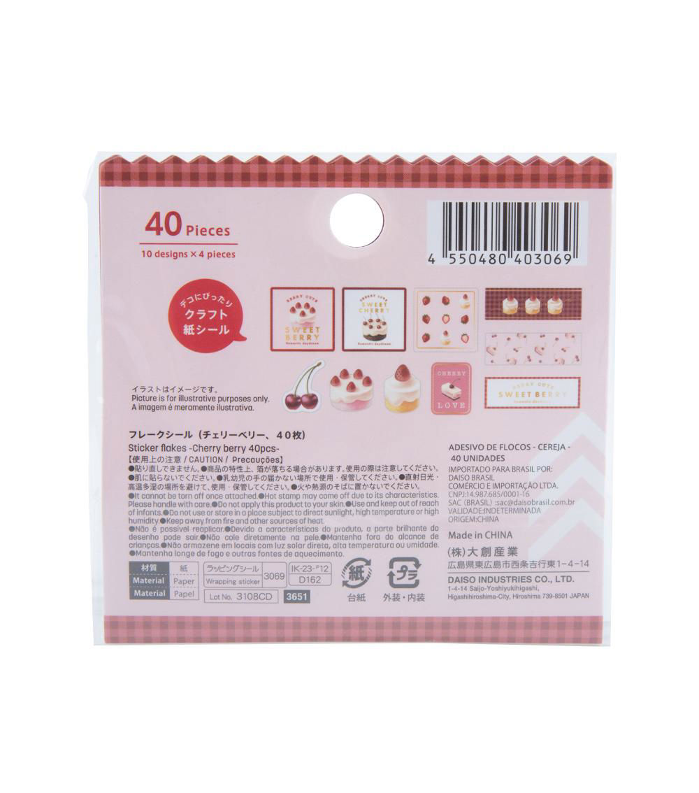 Cherry Berry Sticker Flakes, Red & White (40 pcs)