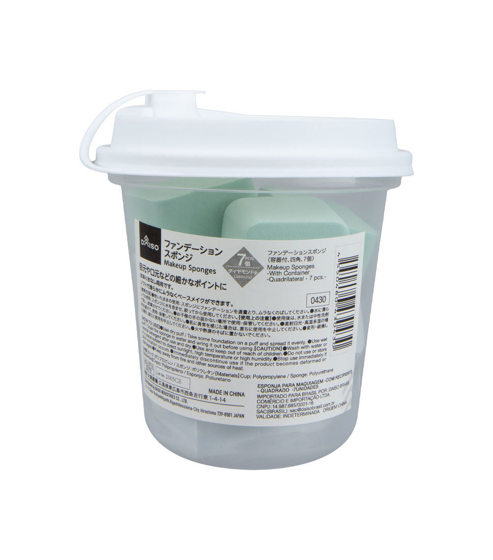 MAKEUP SPONGES -WITH CONTAINER -QUADRILATERAL - 7 PCS.-