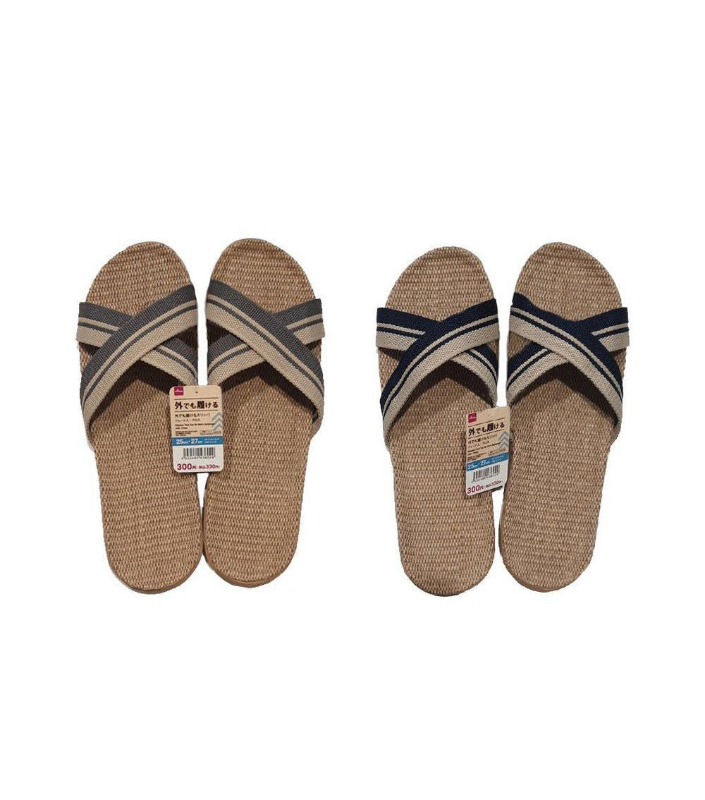 Jute Cross Design Slippers, Assorted (1 pc) - US 7-9/EU39-43