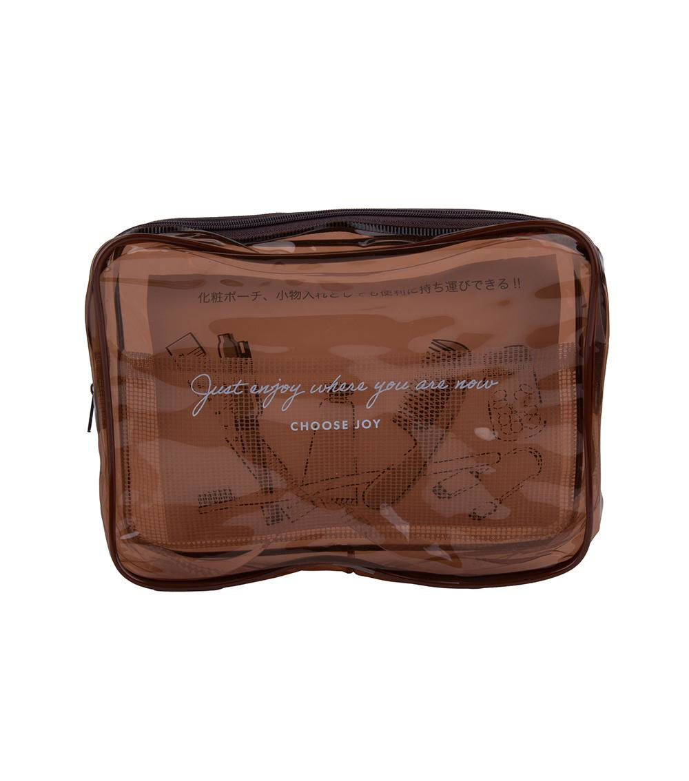 Clear Vinyl Pouch, Brown