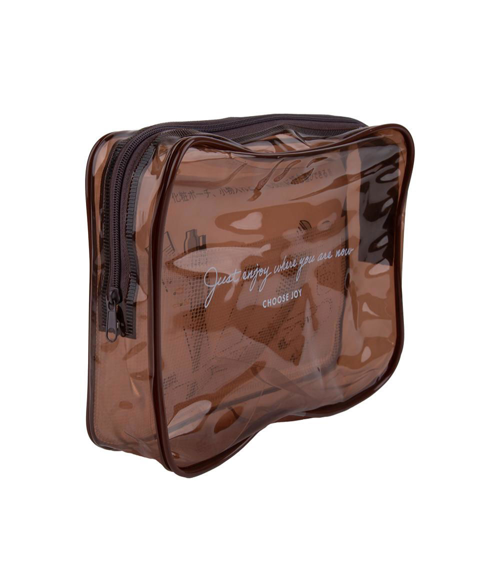 Clear Vinyl Pouch, Brown