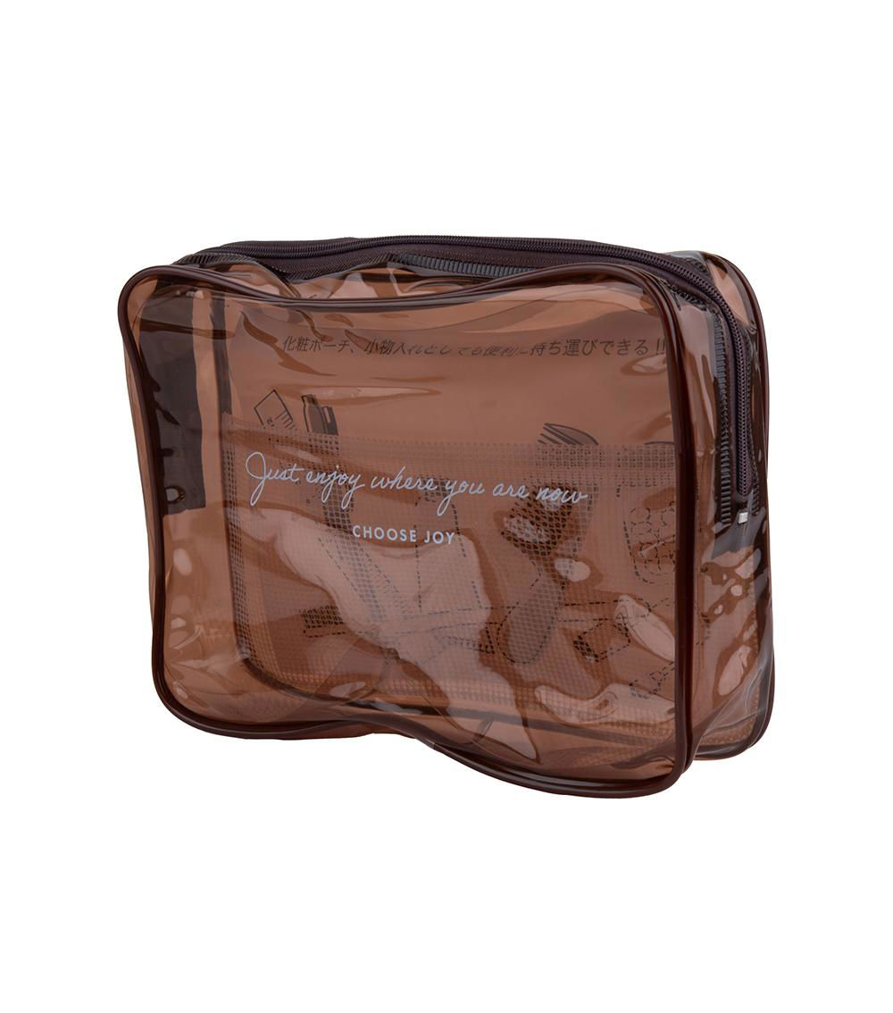 Clear Vinyl Pouch, Brown