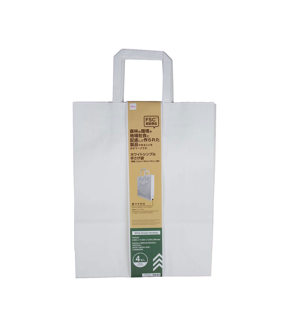 Simple Handbag, White (4 pcs) - 22cmx28cmx9cm