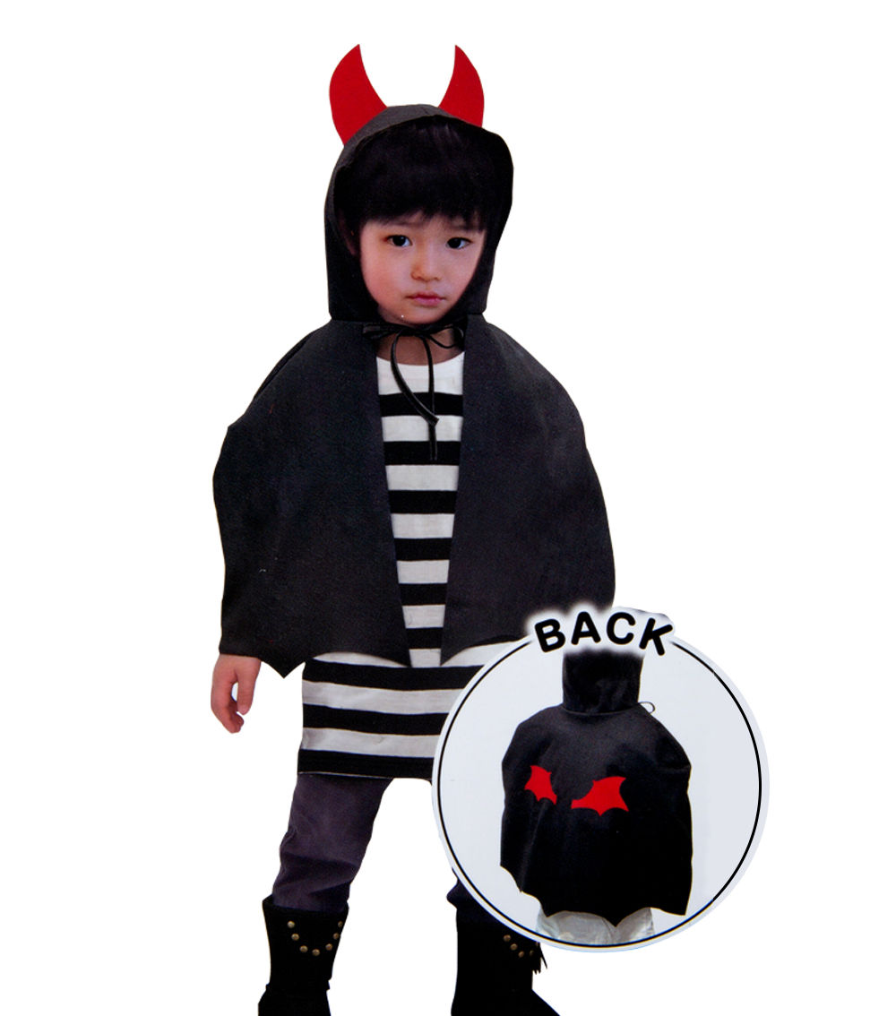 Kids’ Pumpkin Cape Costume, Balck - (10×66cm)