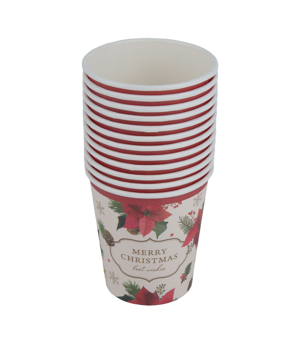 Christmas Paper Cups – Botanical – 12 pcs (6.93 fl oz)