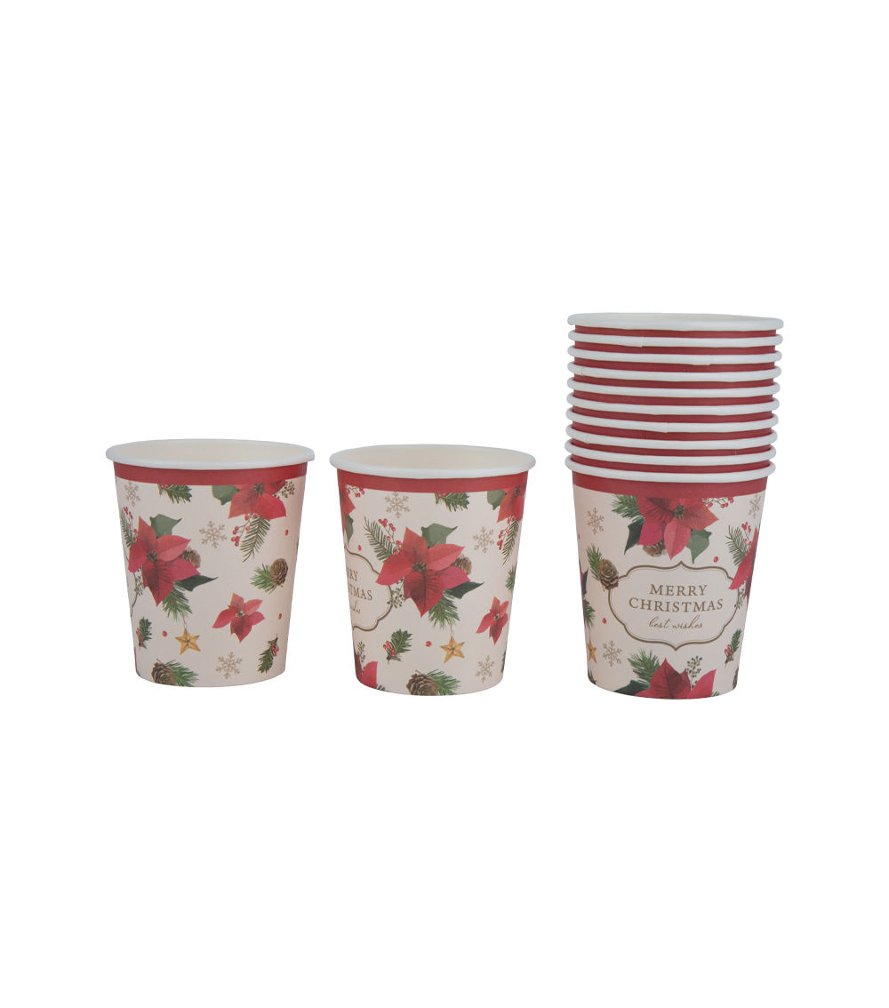 Christmas Paper Cups – Botanical – 12 pcs (6.93 fl oz)
