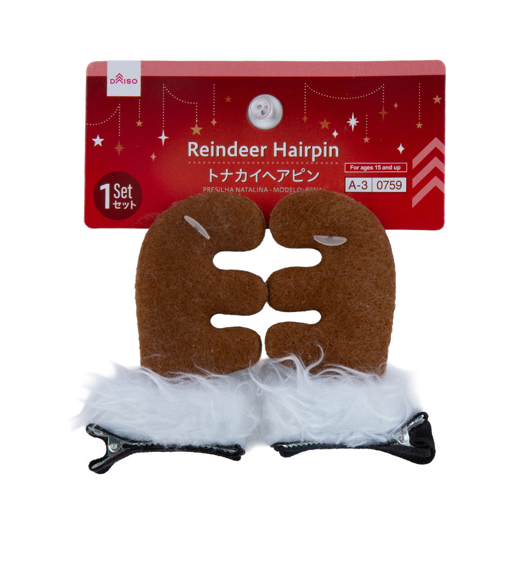 Christmas Reindeer Hairpin - Brown & White