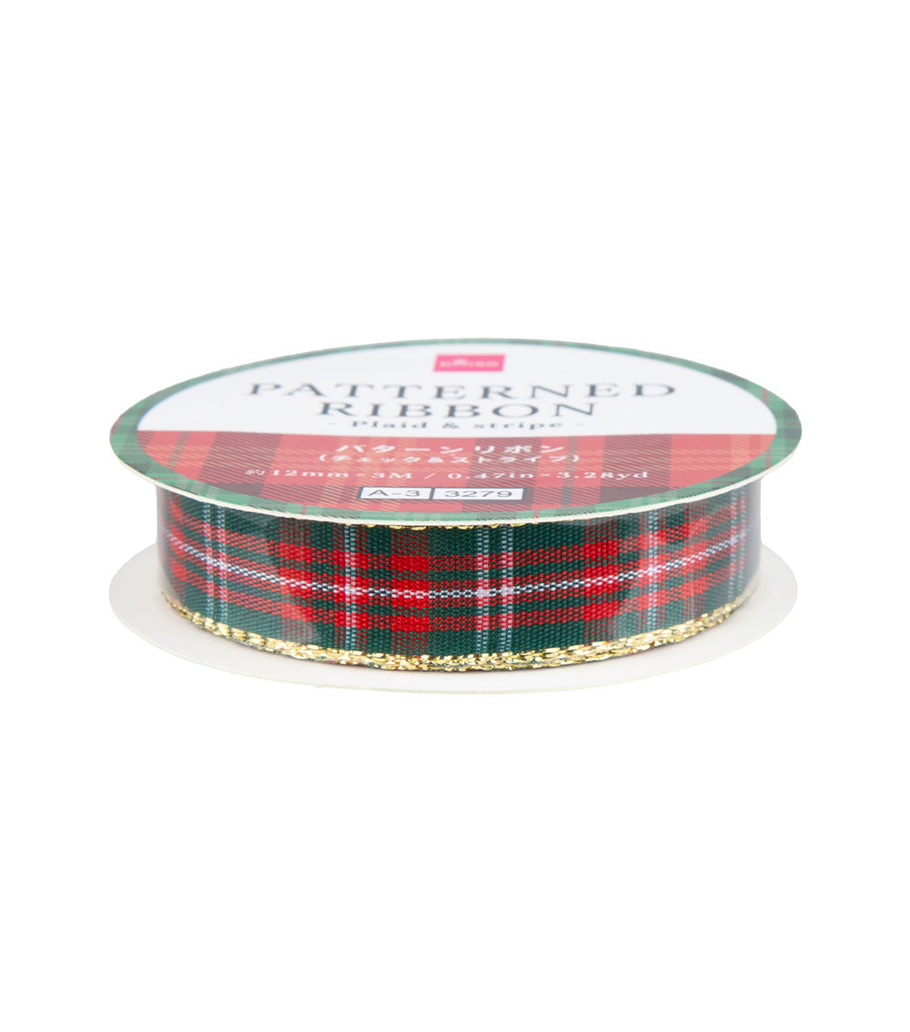 Christmas Patterned Ribbon – Plaid & Stripe Assorted (1 pc)