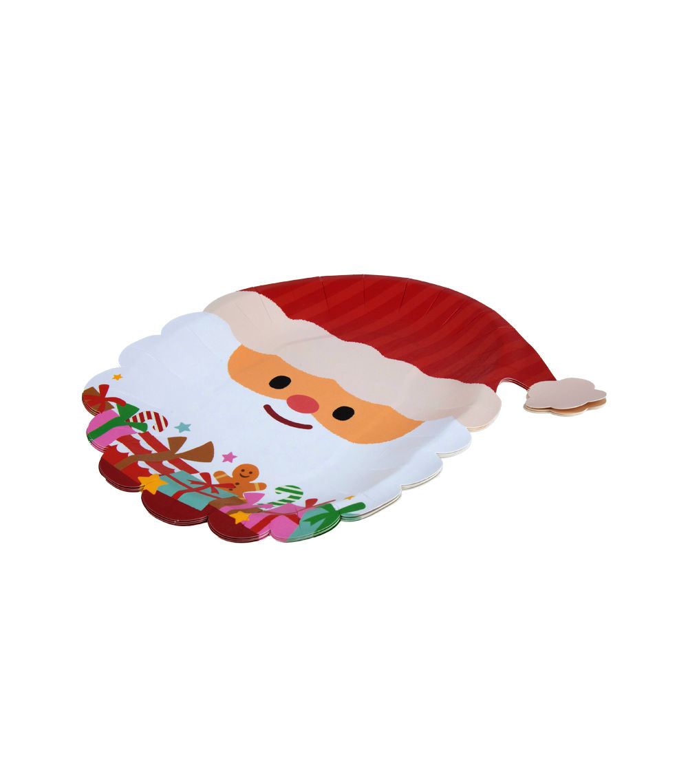 Christmas Paper Plates – Winter Mix Santa Shape 4 pcs