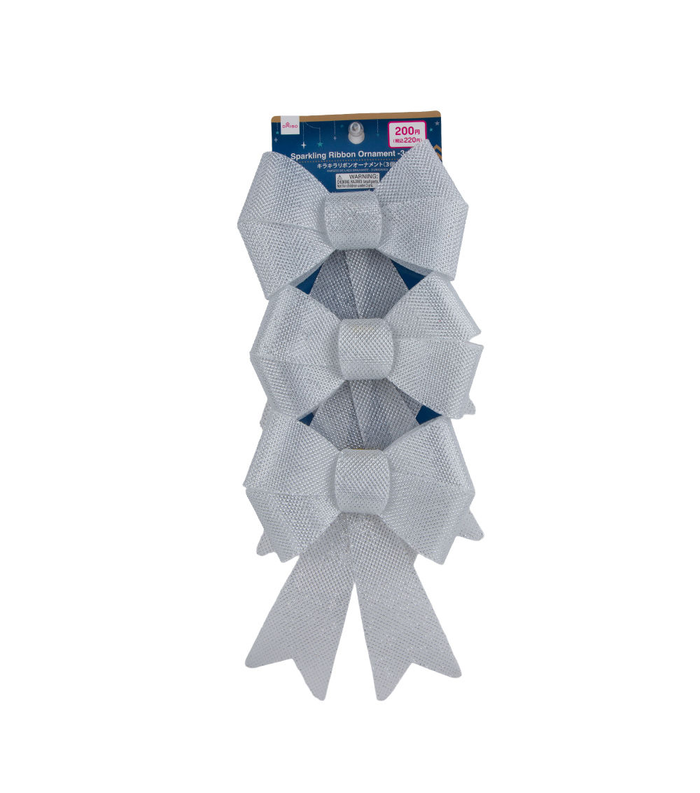 Christmas Sparkling Ribbon Ornament – 3 pcs, Assorted (1 pc)