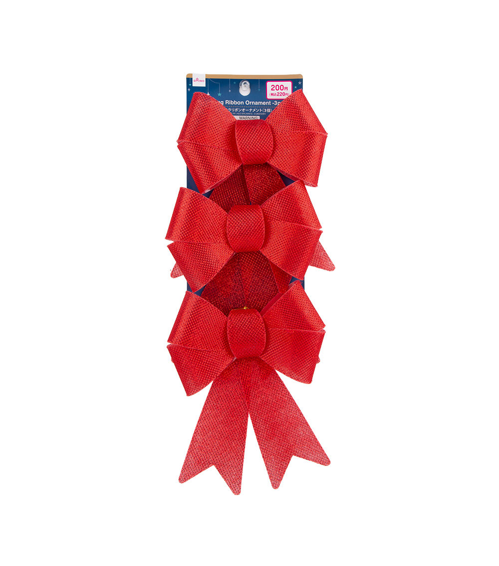 Christmas Sparkling Ribbon Ornament – 3 pcs, Assorted (1 pc)