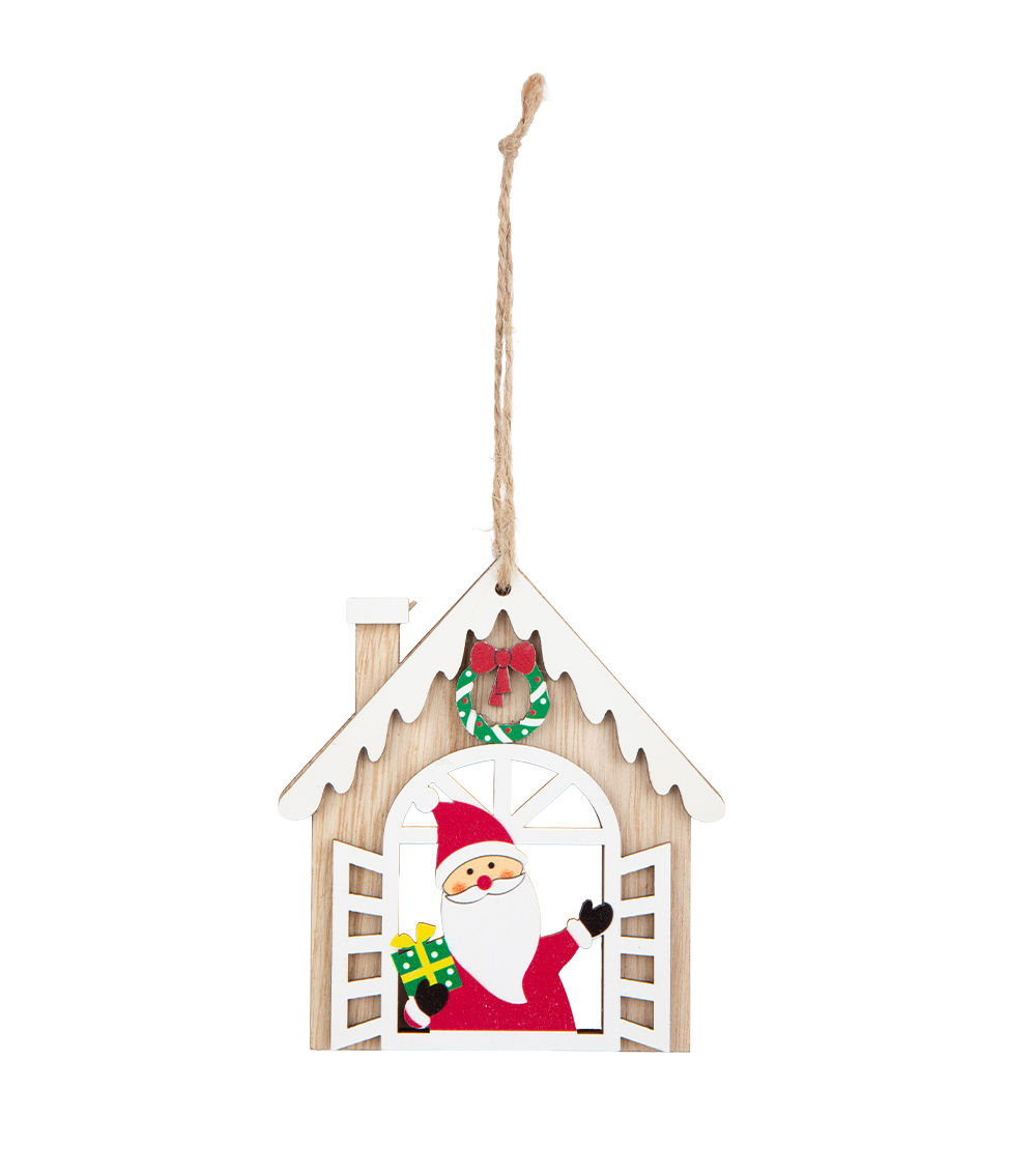 Christmas Wooden Ornament – House, Assorted (1 pc)