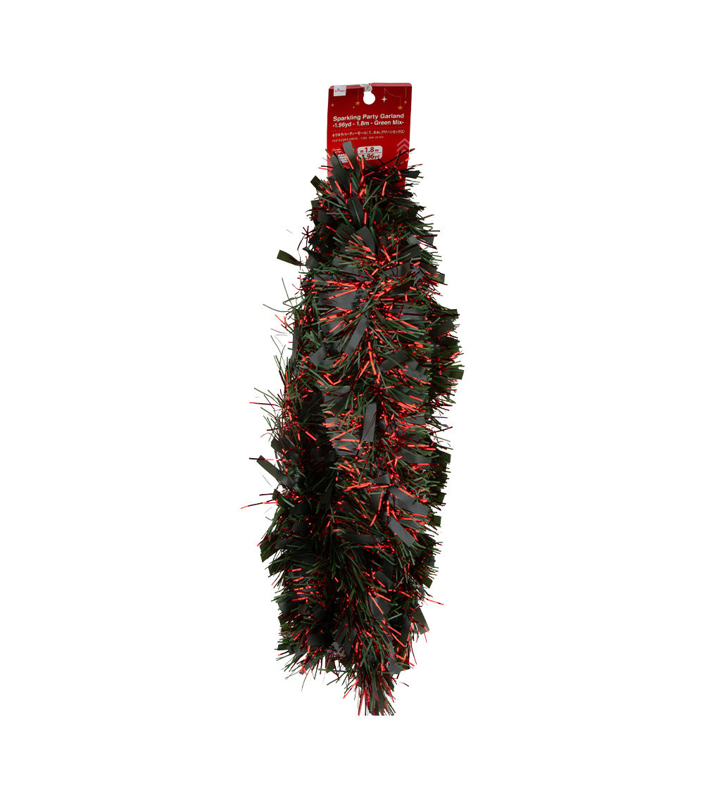 Christmas Sparkling Party Garland – 1.96yd / 1.8m, Green Mix