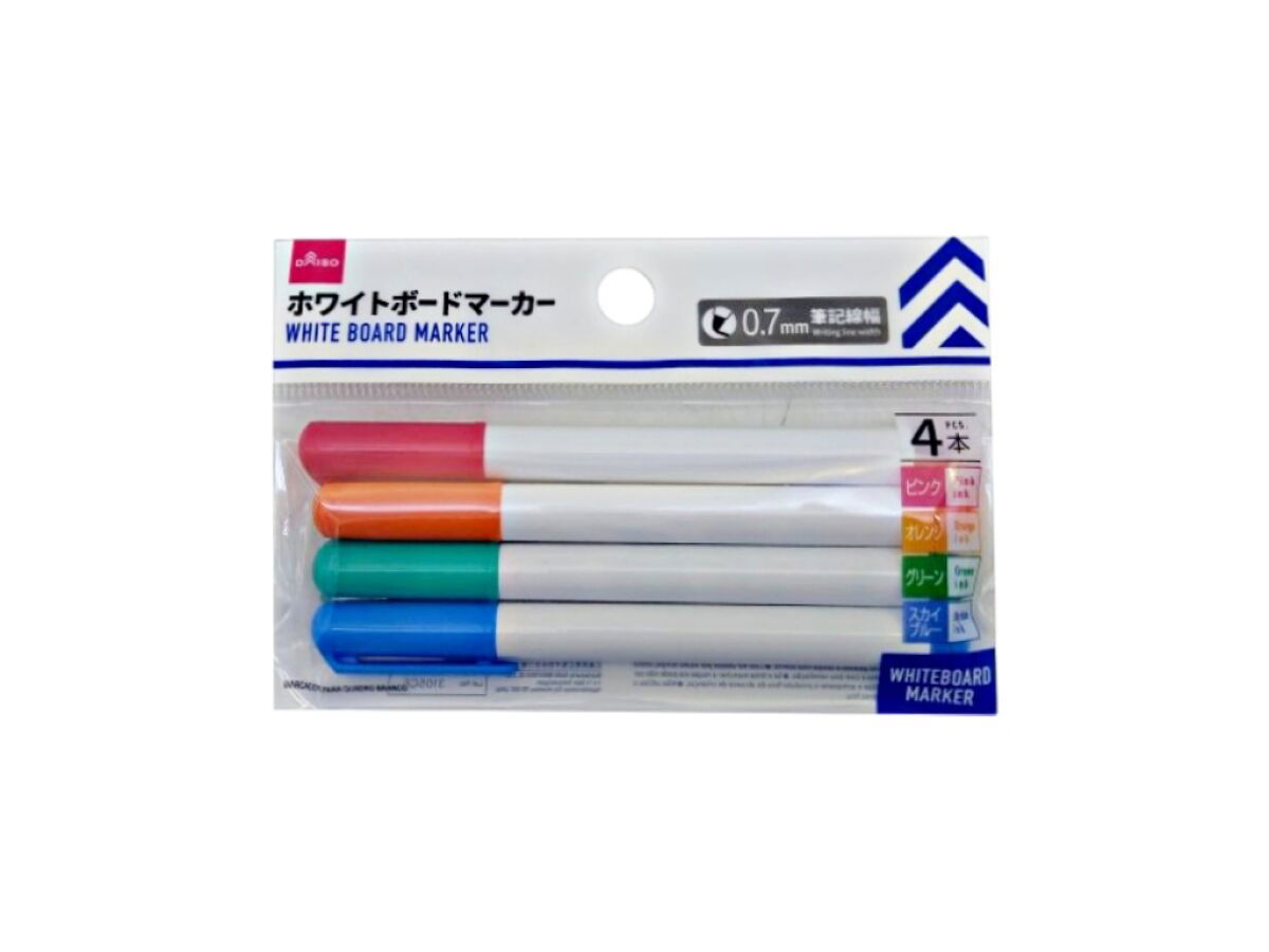 Whiteboard Marker Set – 4 Colors, 0.7mm Tip (0.027in)