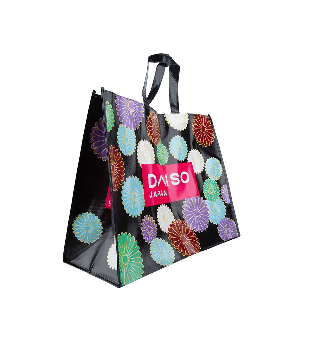 Chrysanthemum Print Shopping Bag, Black