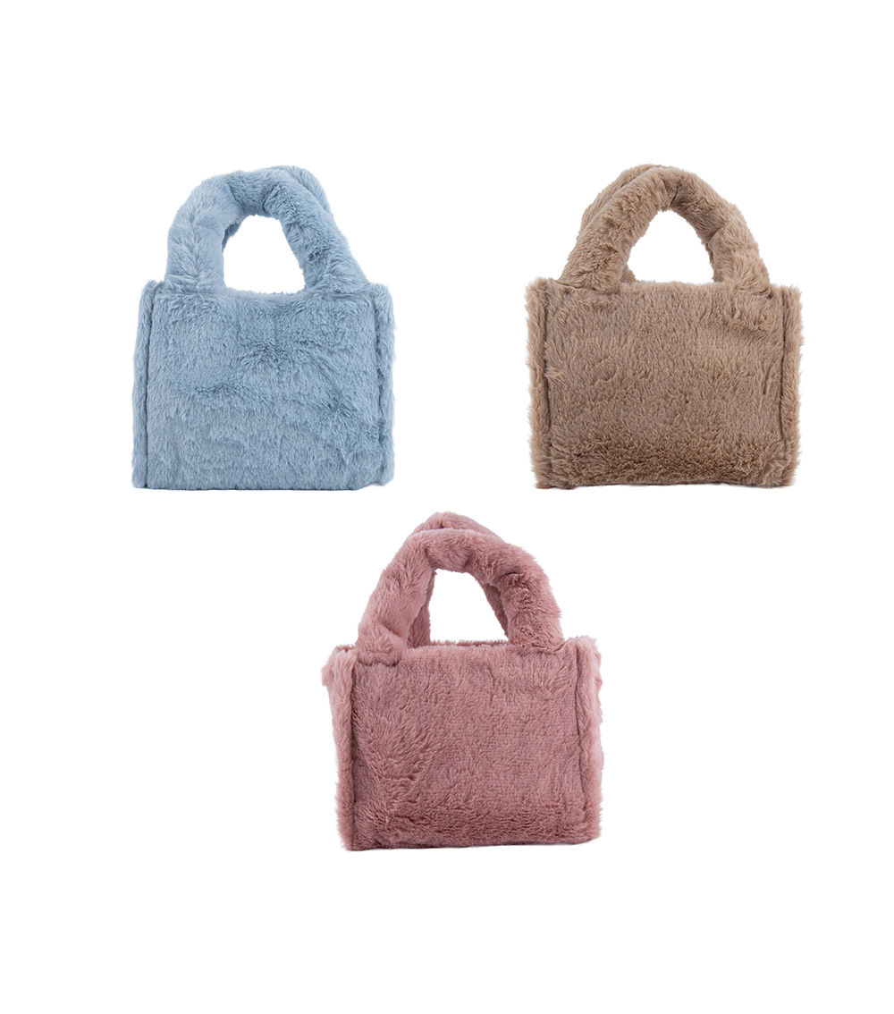 Eco Fur Square Mini Tote Bag, Assorted (1 pc)