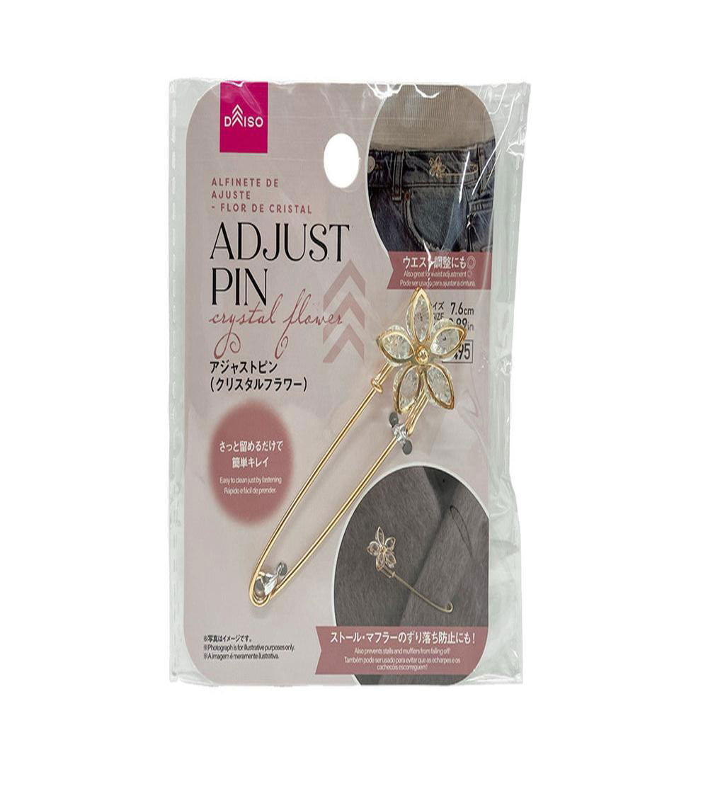 Crystal Flower Adjust Pin, Gold