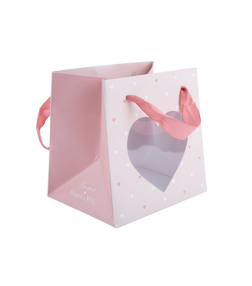 Paper Handle Bag with Heart Window, Assorted (1 pc)