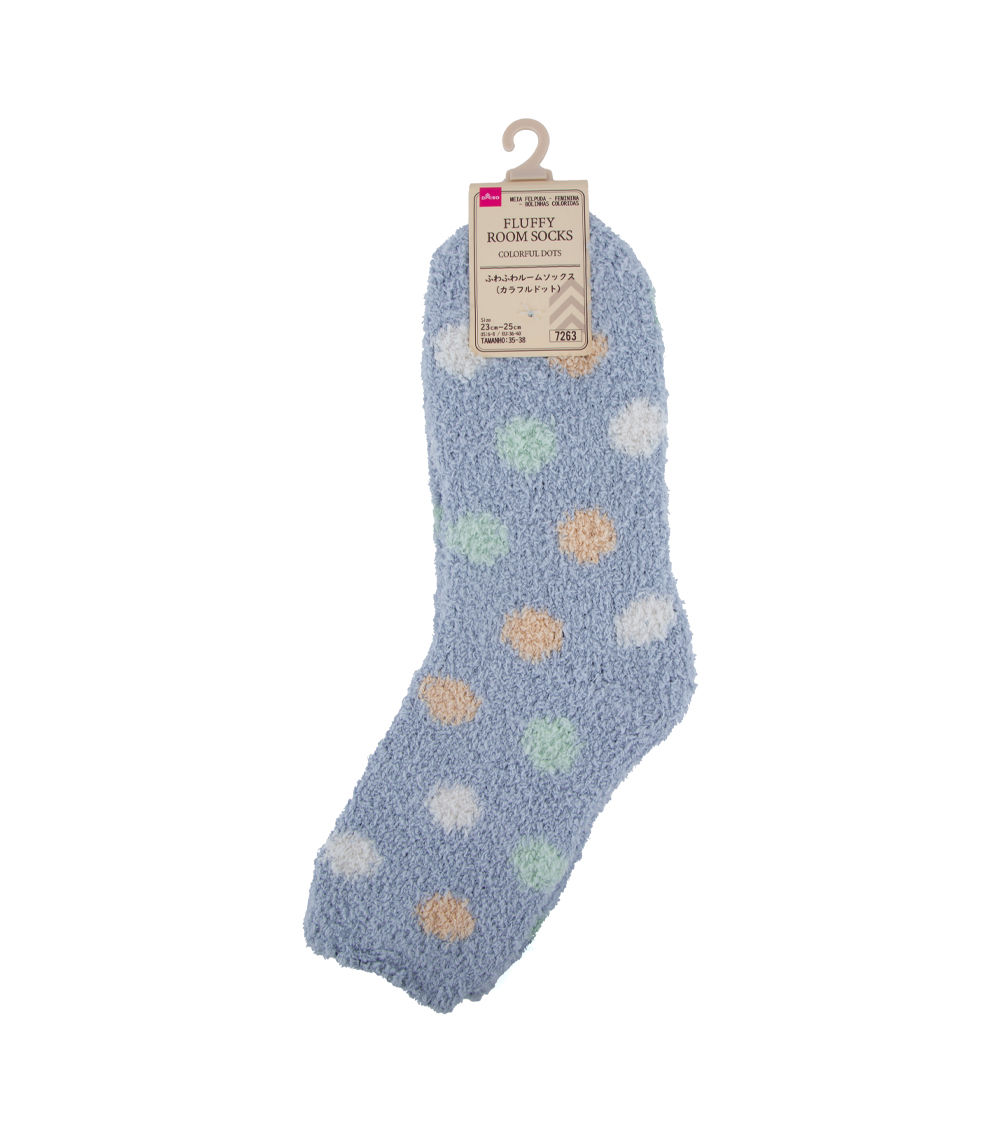 Ladies' Fluffy Room Socks with Colorful Dots, Assorted(1 pc)