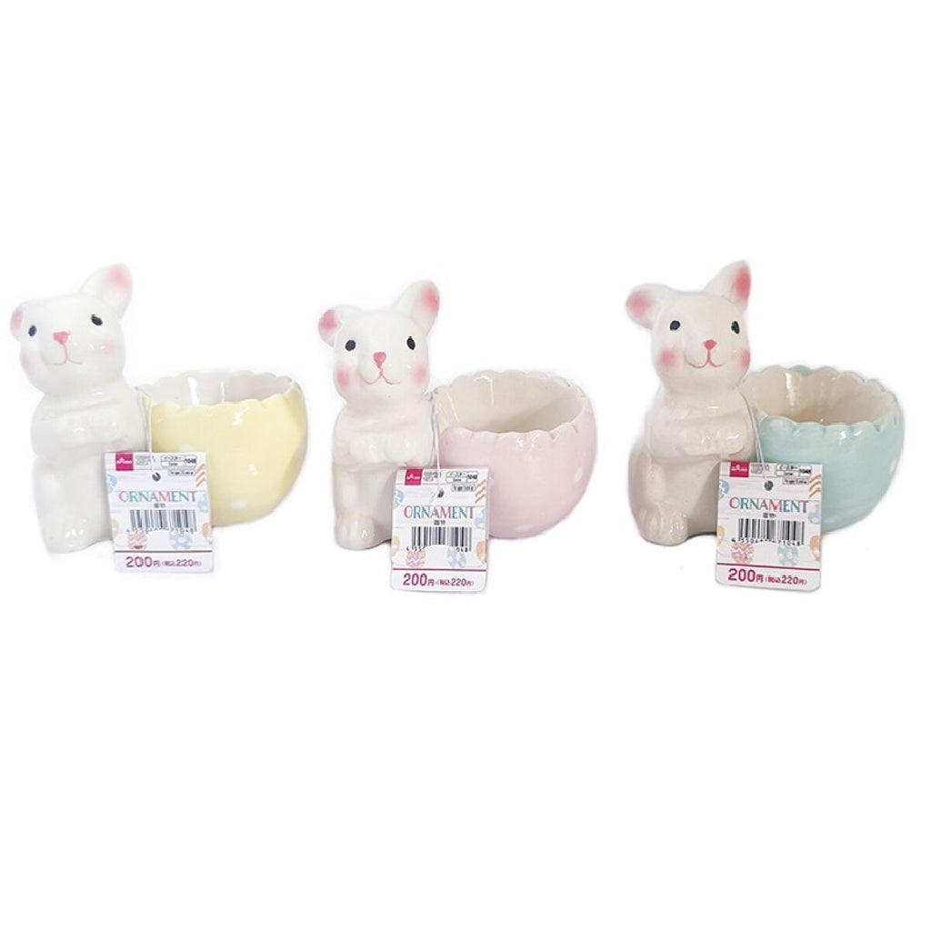 Easter Pottery Rabbit with Bowl – Assorted (1 pc)