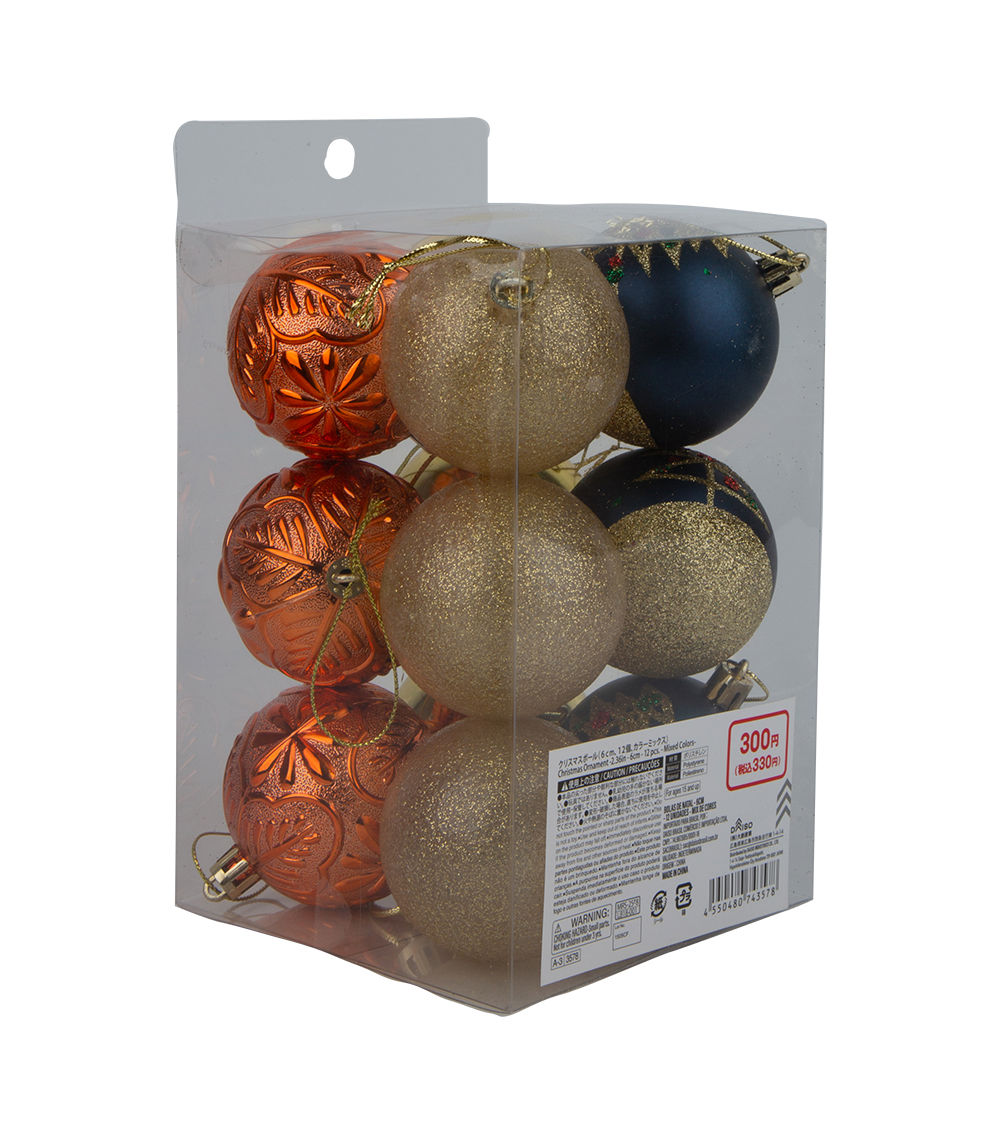 Christmas Ornament – 2.36 in / 6 cm, 12 pcs, Assorted (1 pc)