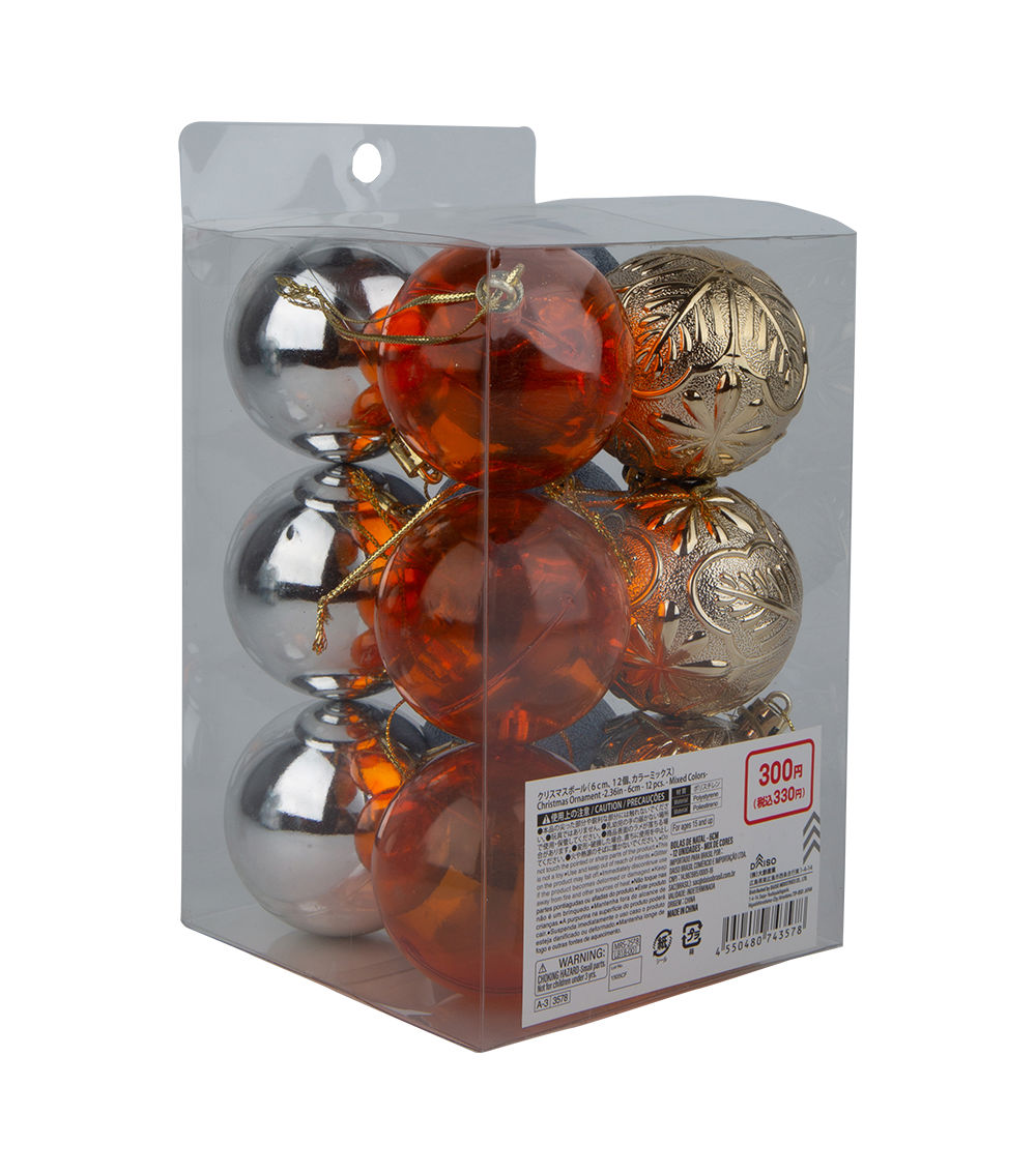 Christmas Ornament – 2.36 in / 6 cm, 12 pcs, Assorted (1 pc)