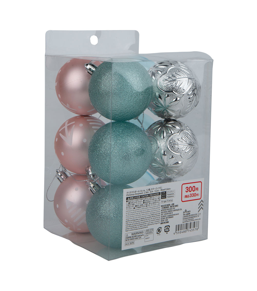 Christmas Ornament – 2.36 in / 6 cm, 12 pcs, Assorted (1 pc)