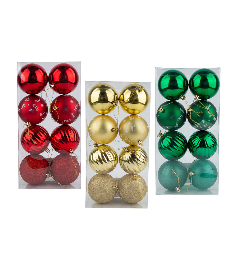 Christmas Ornament Set – (3.14in/8cm) 8 pcs, Assorted (1 pc)