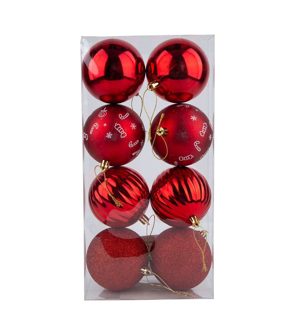 Christmas Ornament Set – (3.14in/8cm) 8 pcs, Assorted (1 pc)