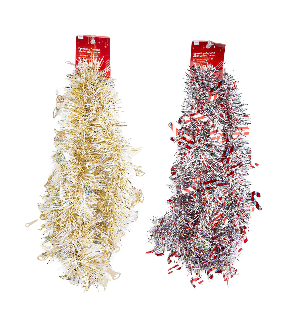 Sparkling Garland – Bell & Candy Cane, Assorted (1 pc)