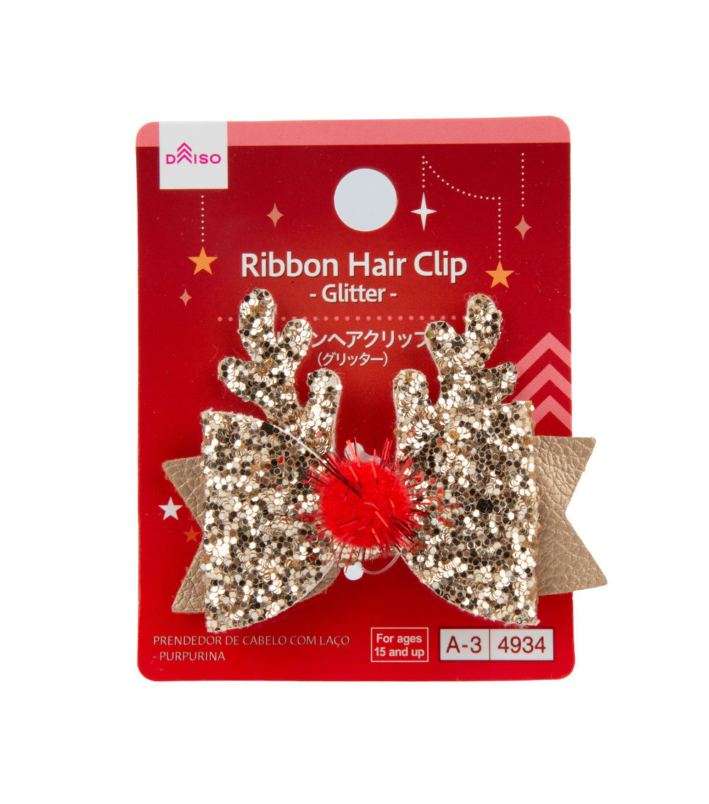 Ribbon Hair Clip – Glitter, Assorted (1 pc)
