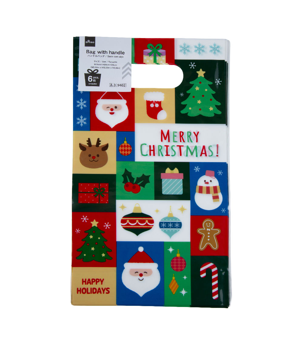 Gusseted Bag with Handle – Colorful Christmas, (6 pcs)
